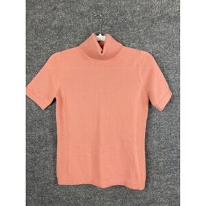 Solid Homme Cashmere Turtleneck Women 85-155 Coral Pink Short Sleeve
